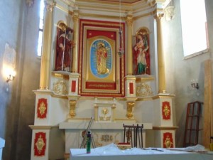 High Altar with statues mounted in place